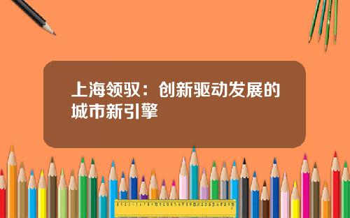 上海领驭：创新驱动发展的城市新引擎