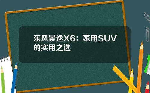 东风景逸X6：家用SUV的实用之选