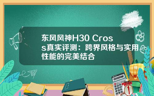 东风风神H30 Cross真实评测：跨界风格与实用性能的完美结合