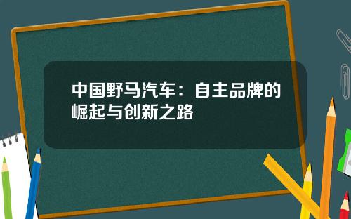 中国野马汽车：自主品牌的崛起与创新之路