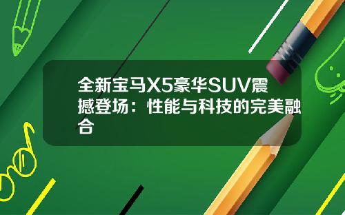 全新宝马X5豪华SUV震撼登场：性能与科技的完美融合
