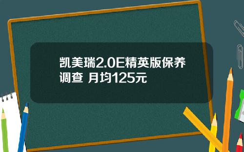 凯美瑞2.0E精英版保养调查 月均125元