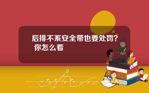 后排不系安全带也要处罚？ 你怎么看