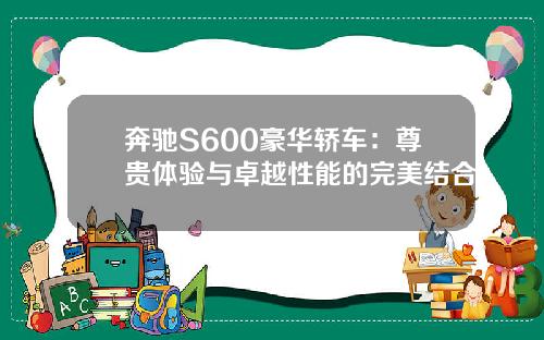 奔驰S600豪华轿车：尊贵体验与卓越性能的完美结合