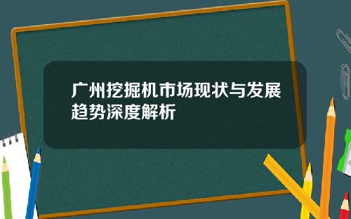 广州挖掘机市场现状与发展趋势深度解析