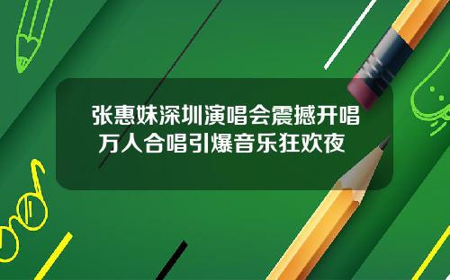 张惠妹深圳演唱会震撼开唱 万人合唱引爆音乐狂欢夜