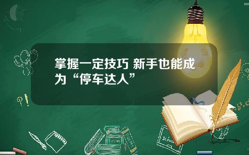 掌握一定技巧 新手也能成为“停车达人”