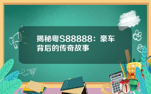 揭秘粤S88888：豪车背后的传奇故事