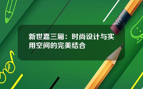 新世嘉三厢：时尚设计与实用空间的完美结合