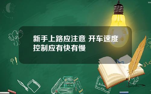 新手上路应注意 开车速度控制应有快有慢