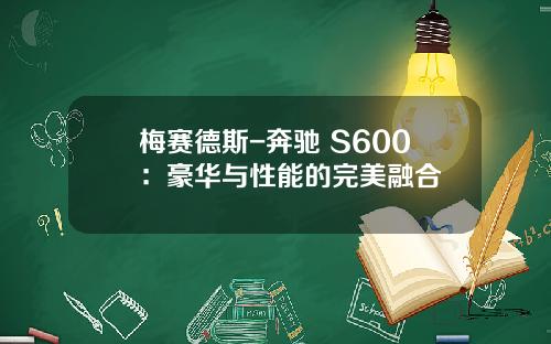 梅赛德斯-奔驰 S600：豪华与性能的完美融合