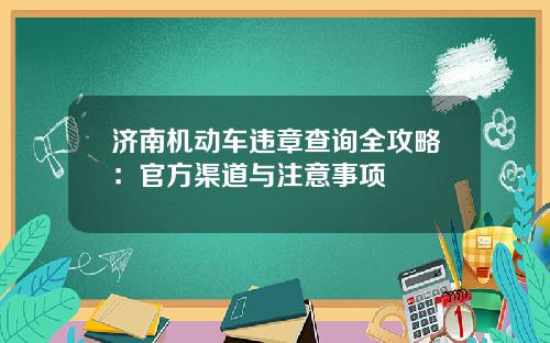 济南机动车违章查询全攻略：官方渠道与注意事项