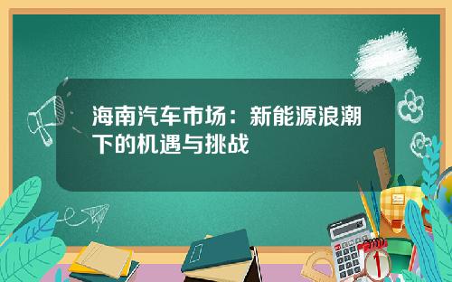 海南汽车市场：新能源浪潮下的机遇与挑战