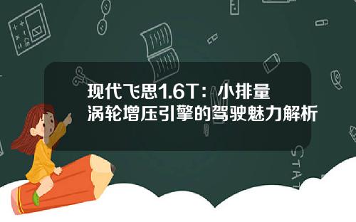 现代飞思1.6T：小排量涡轮增压引擎的驾驶魅力解析