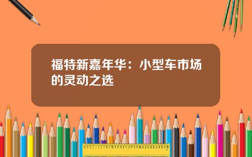 福特新嘉年华：小型车市场的灵动之选