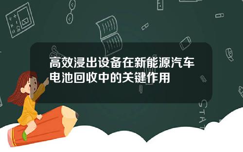 高效浸出设备在新能源汽车电池回收中的关键作用