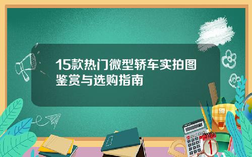 15款热门微型轿车实拍图鉴赏与选购指南