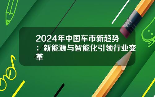 2024年中国车市新趋势：新能源与智能化引领行业变革