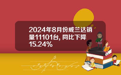 2024年8月份威兰达销量11101台, 同比下降15.24%