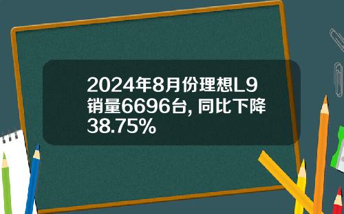 2024年8月份理想L9销量6696台, 同比下降38.75%