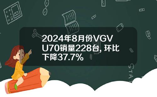 2024年8月份VGV U70销量228台, 环比下降37.7%