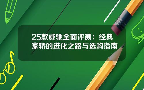 25款威驰全面评测：经典家轿的进化之路与选购指南