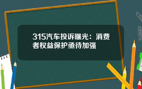315汽车投诉曝光：消费者权益保护亟待加强